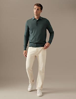 Pure Extra Fine Merino Wool Knitted Polo Shirt