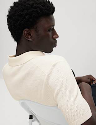 Cotton Rich Textured Knitted Polo Shirt