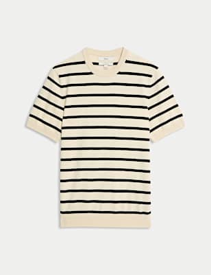 Cotton Rich Striped Knitted T-Shirt