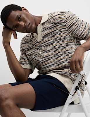 Cotton Blend Knitted Polo Shirt