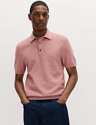 Cotton Rich Textured Knitted Polo Shirt