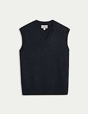 Lambswool Blend V-Neck Knitted Vest