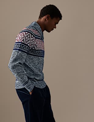 Fair Isle Shawl Collar Jumper