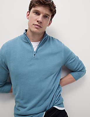 Cashmilon&trade; High Neck Half Zip Jumper