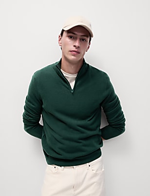 Cashmilon&trade; High Neck Half Zip Jumper