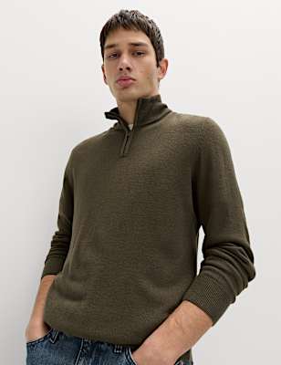 Cashmilon&trade; High Neck Half Zip Jumper