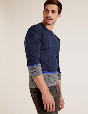 Block Striped Crew Neck Jumper