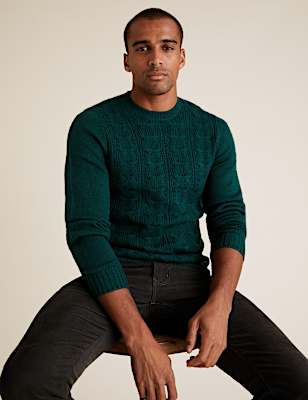 Recycled Super Soft Cable Crew Neck Jumper
