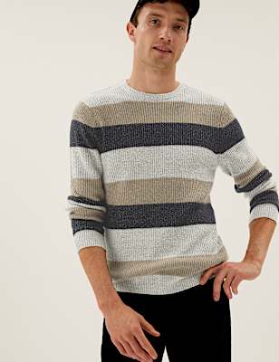 Super Soft Striped Crew Neck Jumper