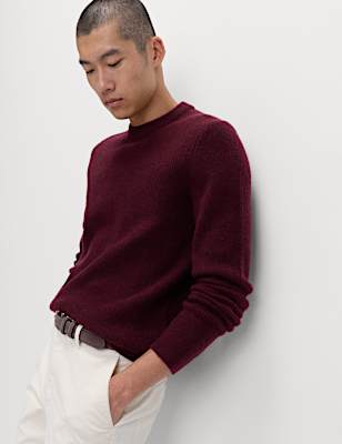 Supersoft Ribbed Crew Neck Jumper with Wool