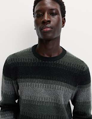Supersoft Stripe Crew Neck Jumper with Wool