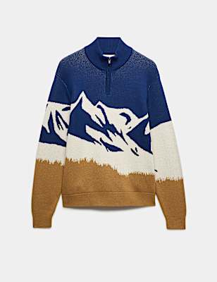 Cotton Rich Mountain Half Zip Jumper