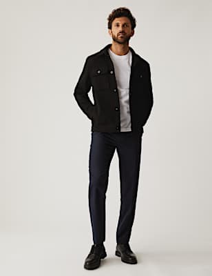 Tailored Fit Pure Wool Flannel Trousers