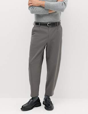 Barrel Fit Smart Twill Trousers