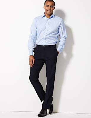 Slim Fit Flat Front Trousers