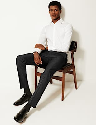 Skinny Fit Flat Front Trousers