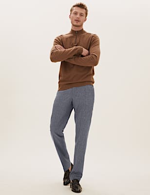 Regular Fit Flat Front Trousers