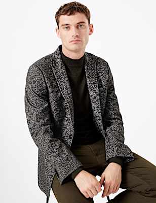 Slim Fit Textured Check Jacket