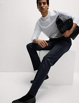 Slim Fit Wool Blend Trousers