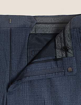 Regular Fit Wool Blend Flat Front Trousers