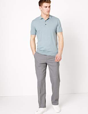 Wool Blend Regular Fit Trousers