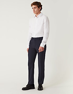 Tailored Fit Flat Front Stretch Trousers