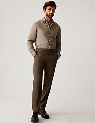 Tailored Fit Twill Flannel Stretch Trousers