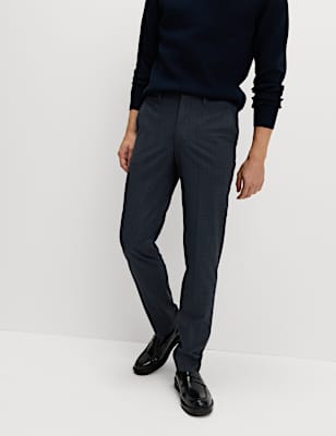 Tailored Fit Check Suit Trousers