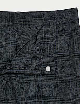 Tailored Fit Check Suit Trousers