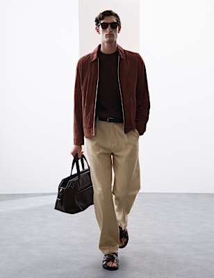 Regular Fit Lyocell Blend Single Pleat Trousers