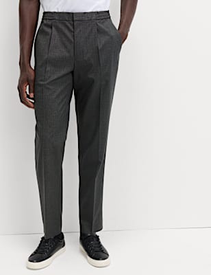 Cotton Blend Smart Elasticated Waist Trousers
