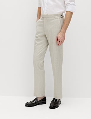 Tailored Fit Herringbone Trousers