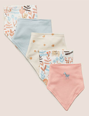 5pk Organic Cotton Printed Dribble Bibs