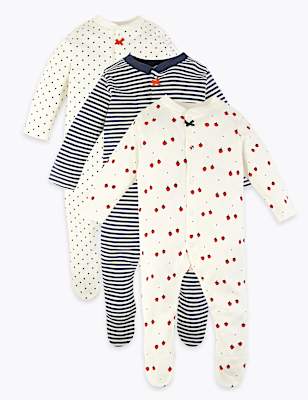 3 Pack Organic Cotton Sleepsuits