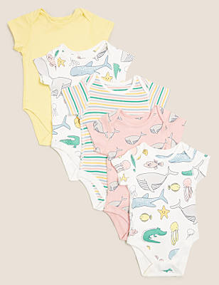 5pk Pure Cotton Sea Creatures Bodysuits