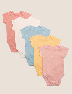 5pk Organic Cotton Plain Bodysuits (0-3 Yrs)