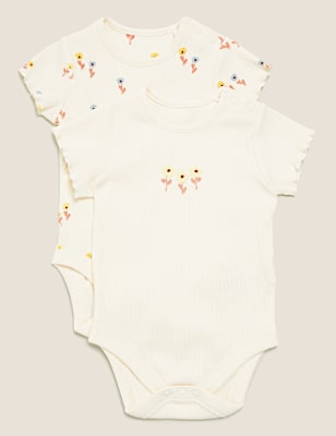 2pk Cotton Floral Bodysuits
