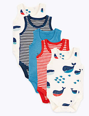 5 Pack Organic Cotton Nautical Bodysuits