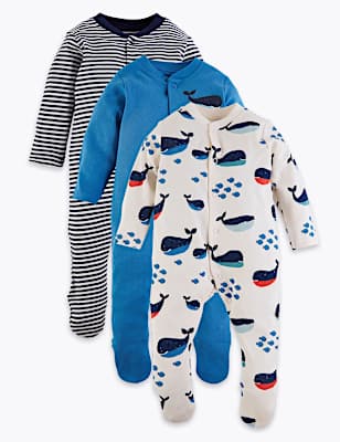 3 Pack Organic Cotton Nautical Sleepsuits (6½lbs-3 Yrs)