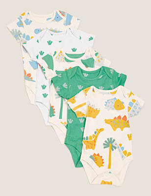 5pk Organic Cotton Dinosaur Bodysuits