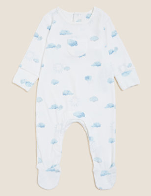 Cotton Rich Velour Cloud Sleepsuit (7lbs - 12 Mths)
