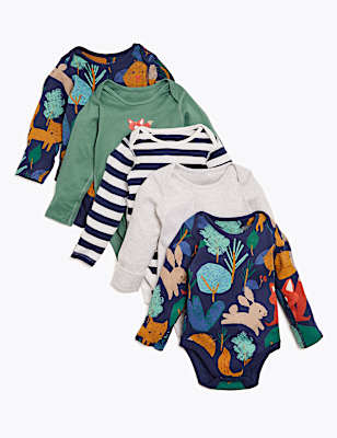 5pk Organic Cotton Forest Print Bodysuits (6&frac12;lbs-3 Yrs)