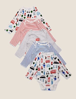 5 Pack Cotton London Bodysuits (0-3 Yrs)