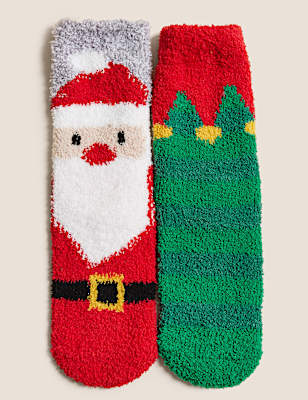 2pk Christmas Slipper Socks