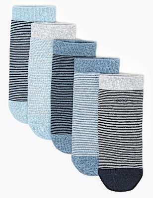 5 Pack of Striped Trainer Liner Socks