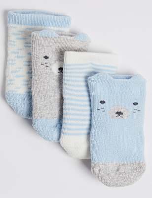 4 Pack of Bear Terry Baby Socks