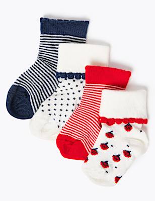 4pk Nautical Baby Socks (0-24 Mths)