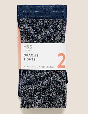 2pk 40 Denier Glitter Opaque Tights (18 Mths - 14 Yrs)