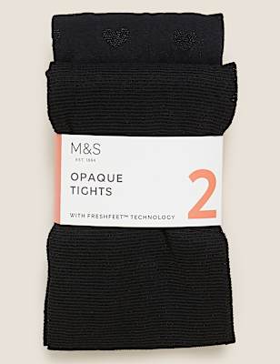 2pk 40 Denier Sparkly Opaque Tights (1-14 Yrs)