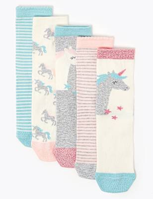 5pk of Striped & Unicorn Socks